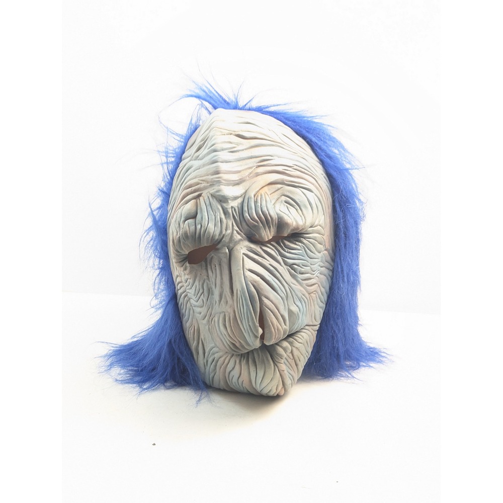 VTG Halloween Mask Creepy Old Man Blue Hair Latex Horror Costume Sri‎ Lanka
